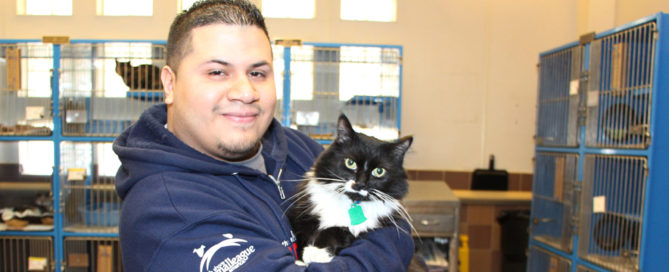 a man holding a cat