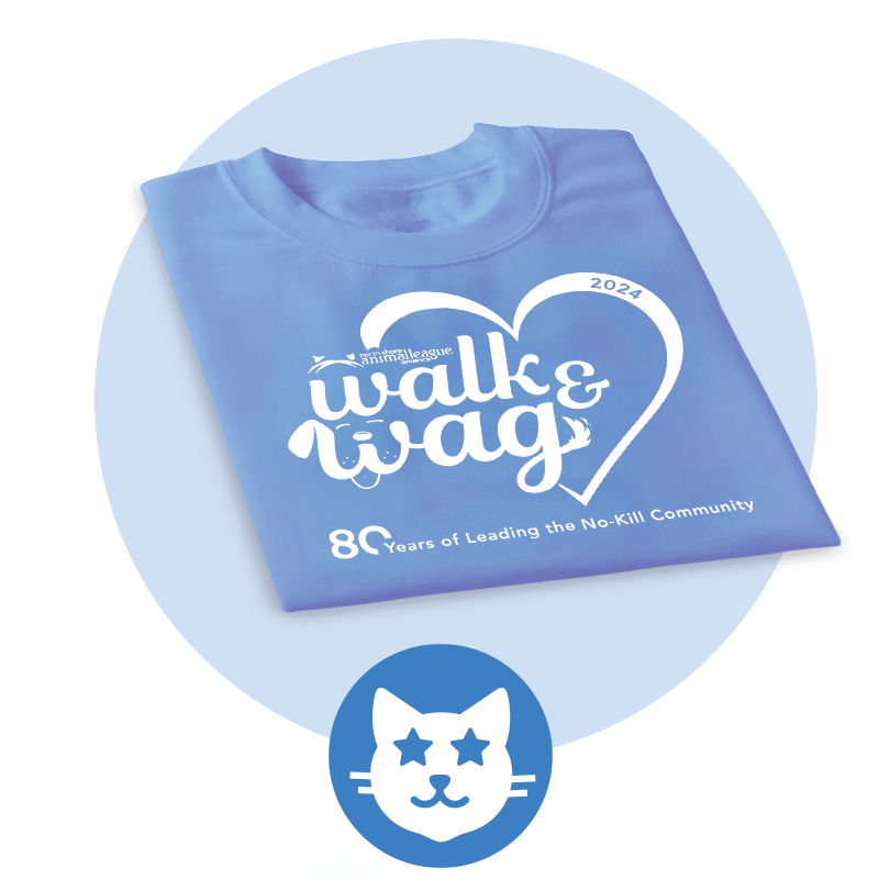 a blue shirt with a cat face